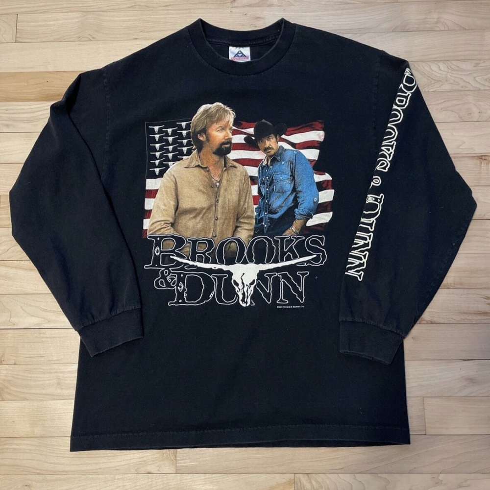 Vintage Brooks & Dunn Shirt Large Adult Red Dirt Road Long Sleeve 2004 Country